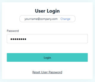 JumpCloud user login page with example user information filled out